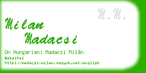milan madacsi business card
