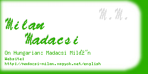 milan madacsi business card